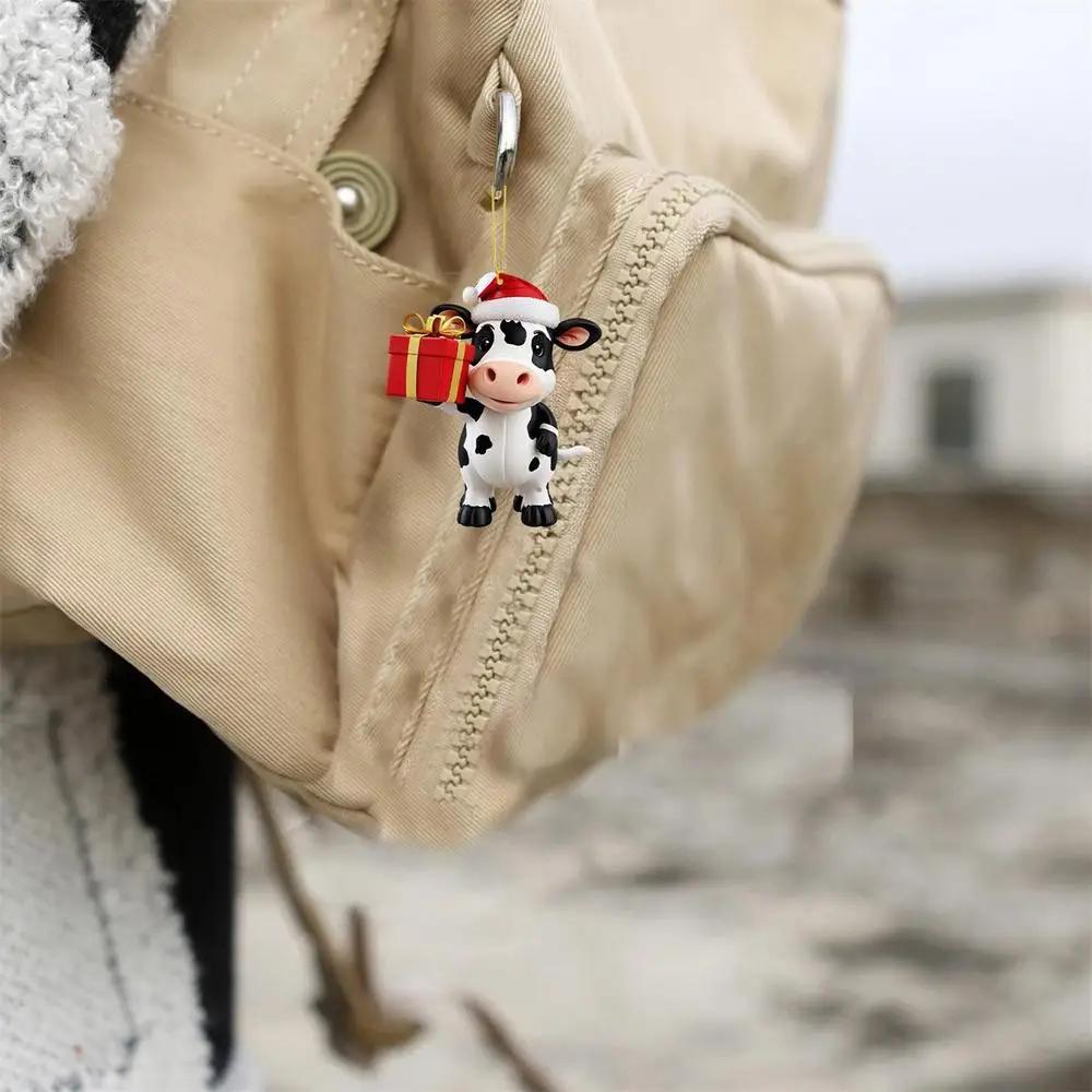 Рождественский адвент-календарь 2024 года «Корова в шапках Санты», 24-дневный рождественский адвент-календарь, 2D-украшение рождественской елки в виде коровы из Хайленда