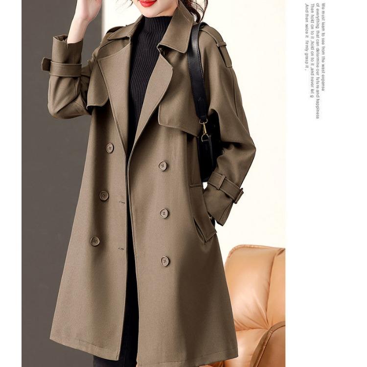 Длинный тренч для женщин в британском стиле и модной одежде