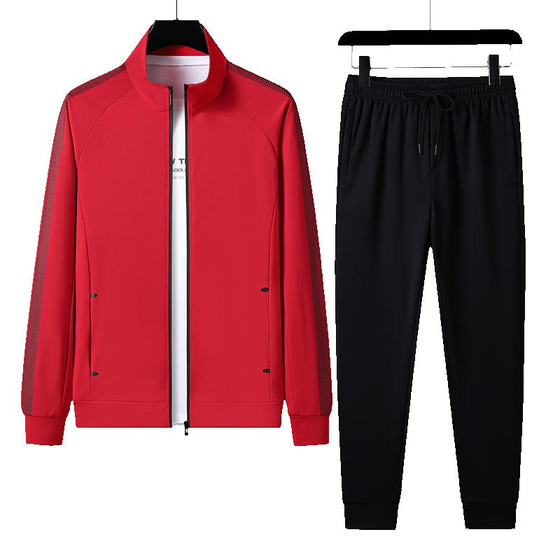 Мужские весенне-осенние спортивные костюмы, толстовки, брюки, комплект спортивной одежды на молнии из 2 предметов