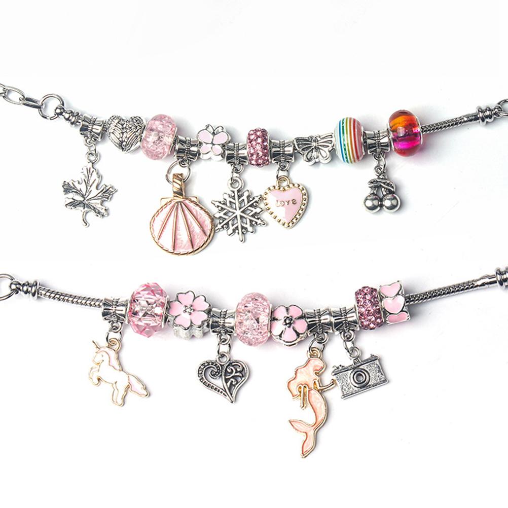 Набор для изготовления бижутерии своими руками с богатыми аксессуарами, изысканный декор для браслетов своими руками для детей, девочек, мальчиков, розовый