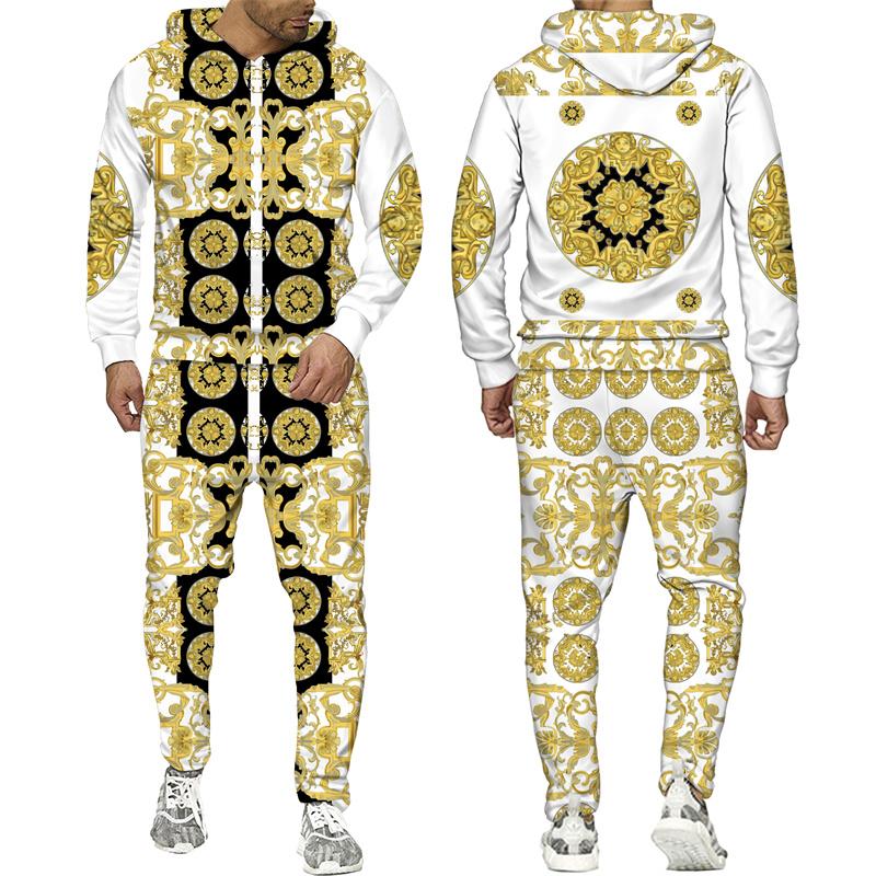 Золотой Пномпень, мужской спортивный костюм с 3D принтом в стиле хип-хоп, толстовка с длинными рукавами, брюки, костюм, весенне-осенний мужской комплект спортивной одежды для бега