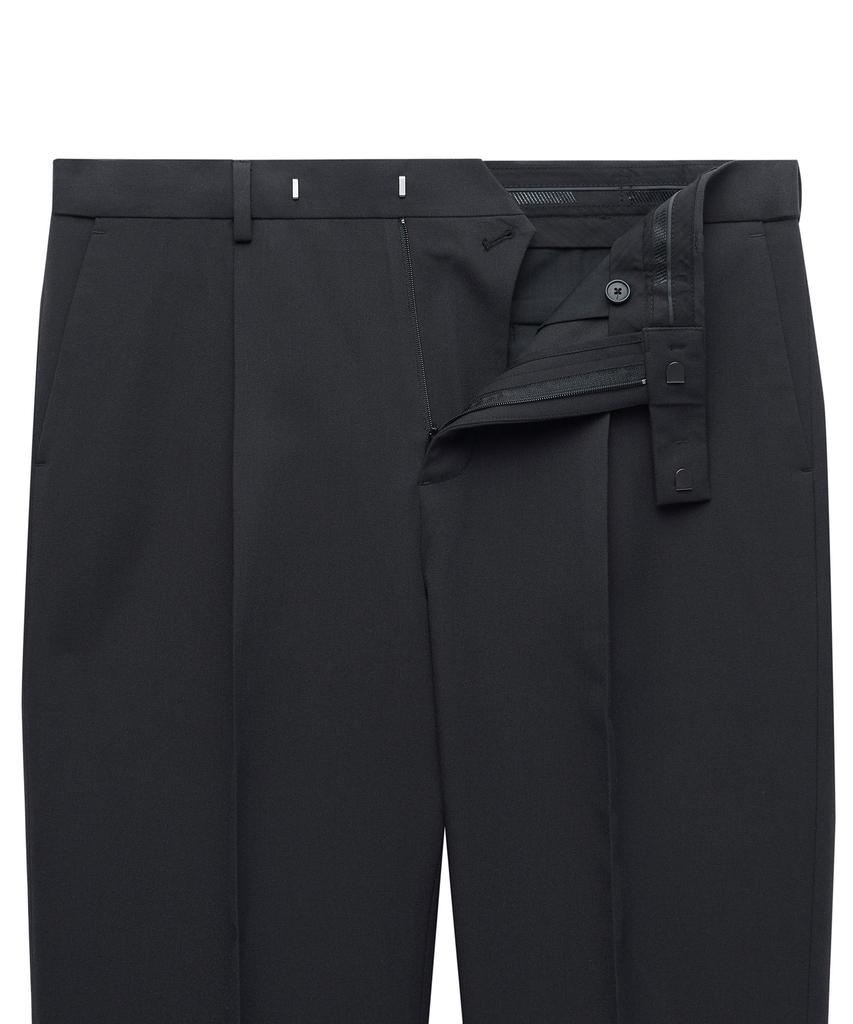 MUSINSA STANDARD Loose Tapered Hidden Banding Crop Slacks [Dark Gray]