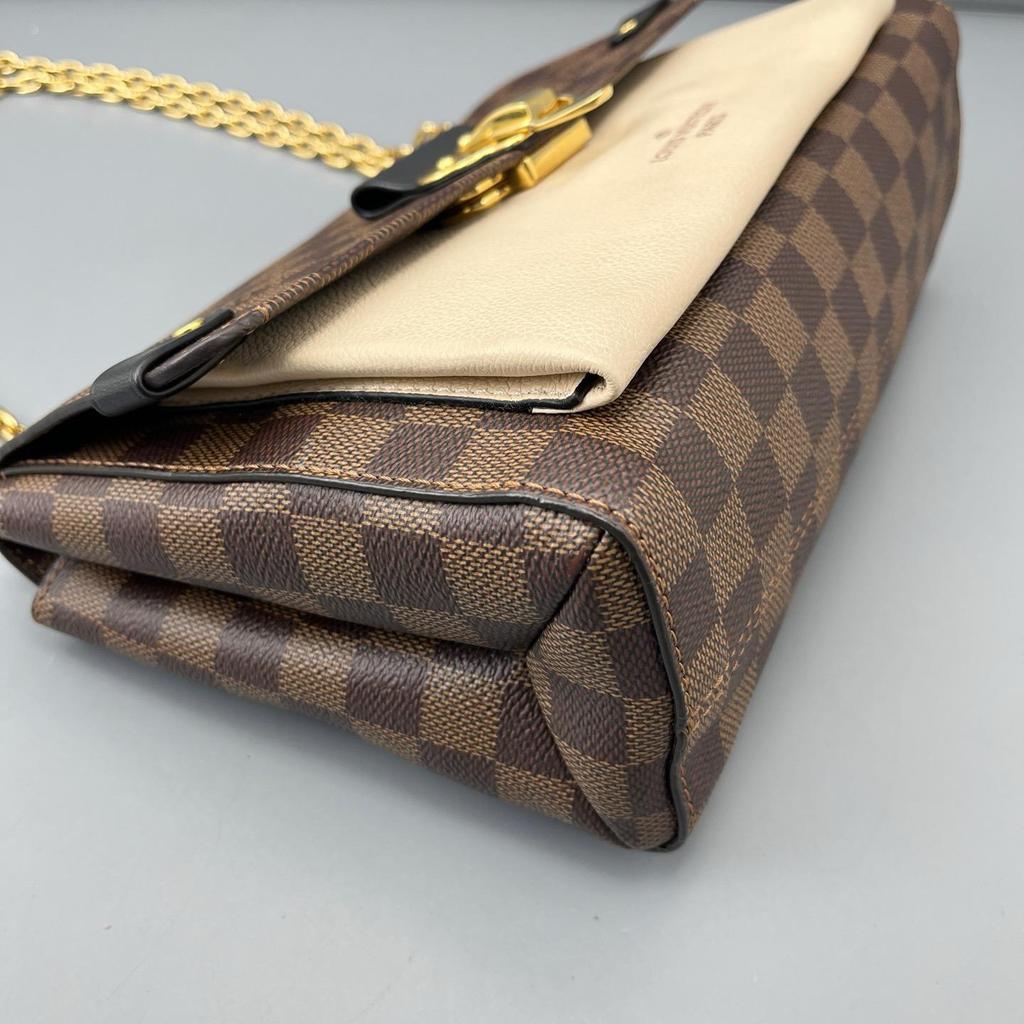 [Pre-Owned] Vavin Classic Metal Lock Coated Canvas And Grainy Calfskin Chain Shoulder Bag Crossbody Bag Small - Very Good #10X7QN5