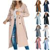 Women's Long Solid Color Trench Coat Casual Autumn Winter Jacket Elegant Temperament