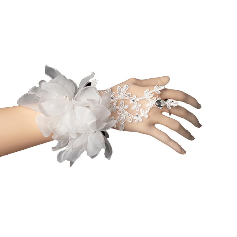 2 шт. Свадебные украшения Эстетическая красота Полые кружева Элегантные предложения вечеринка Одиночные вечерние цветочные перчатки танцевальные костюмы