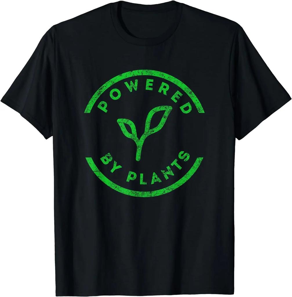 Powered Plants Vegetarian By Vegan Diet T Shirts Y2k Fashion Tees Funny Vintage Summer Graphic Print Tops Birthday Gift Unisex