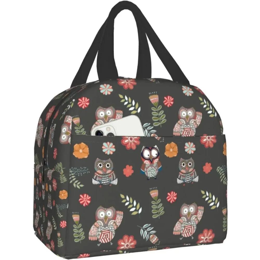 Милые Рождественские Совы Ланчбокс Многоразовая Изотермическая Сумка для Ланча для Путешествий, Пикника, Шоппинга, Работы, Контейнер для Еды для Взрослых, Подростков, Детей