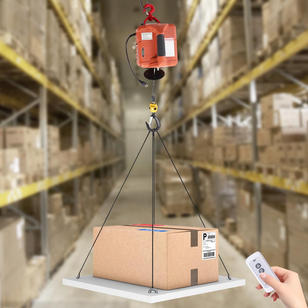 Электрическая лебедка 3 в 1 440 фунтов, 16 футов/мин Ручное|Тросовое|Беспроводное дистанционное управление, 62 фута Портативный электрический подъемник с тросом