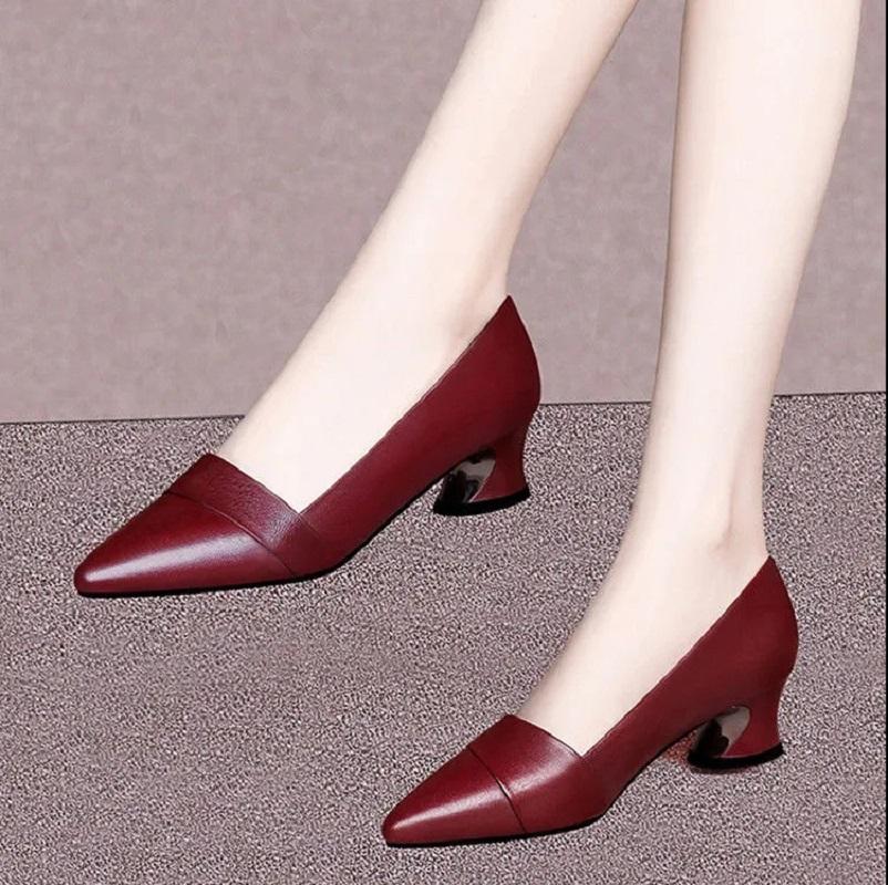 Cresfimix Sapatos Femininas женские модные винно-красные весенние туфли на квадратном каблуке женские повседневные офисные черные кожаные туфли-лодочки A6674