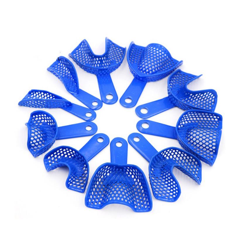 10 шт./комплект Пластиково-стальные стоматологические слепочные ложки Инструмент для гигиены полости рта