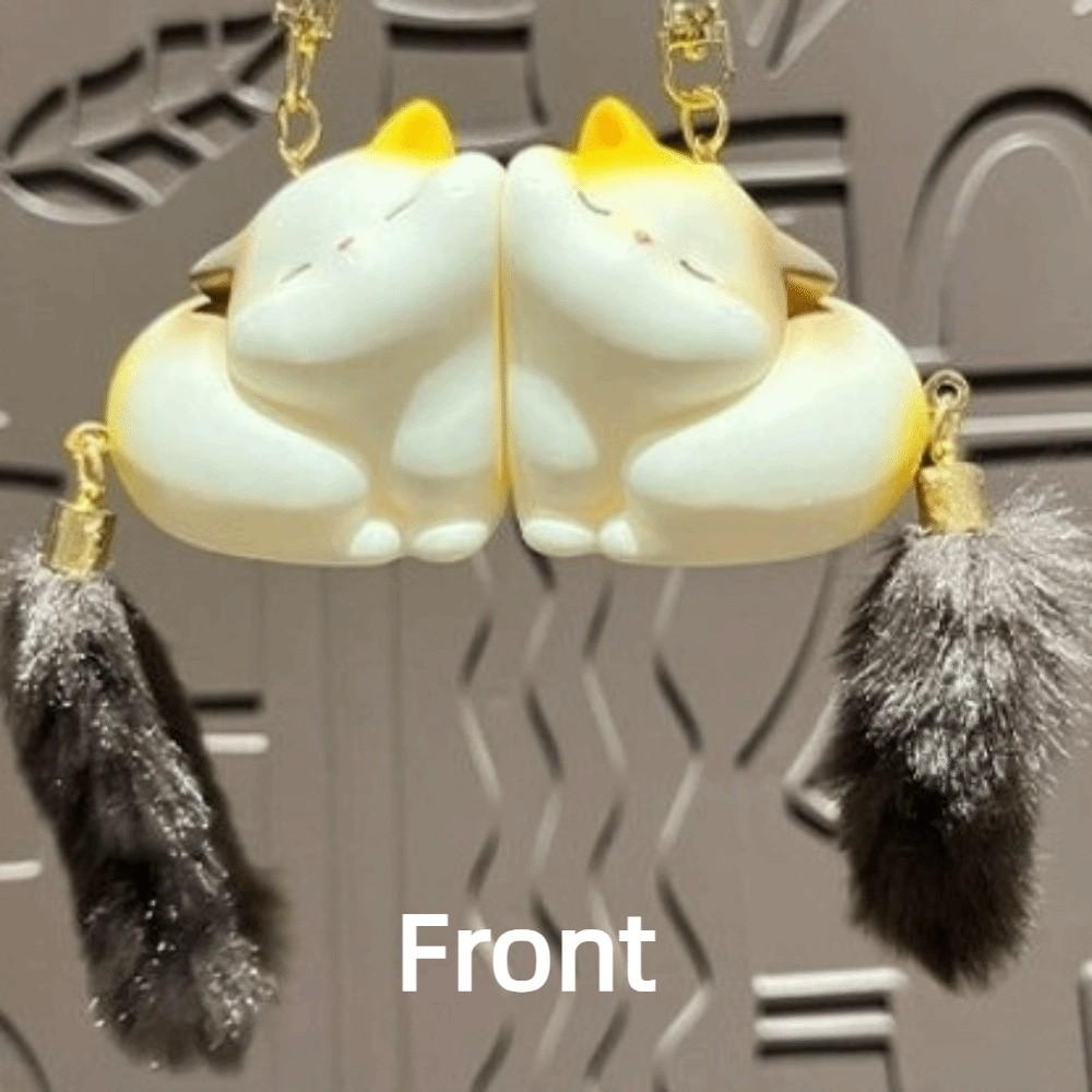 Cartoon Couple Cat Key Chain Pom Accessories Mink Fur Cat Keyring Long Tail Cat Pendant Friends