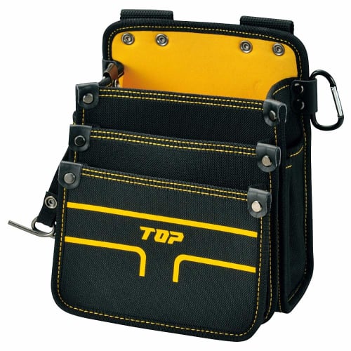 TOP Industrial (TOP) Electrician's Tool Pouch, 3-Tier, Medium, with Diagonal Insertion, Tape Holder, and Carabiner, TPD-301M