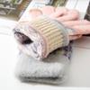 Winter New Full-finger Women's Warm Knitted Wool Gloves Plaid Velvet Finger Cycling Cold Protection