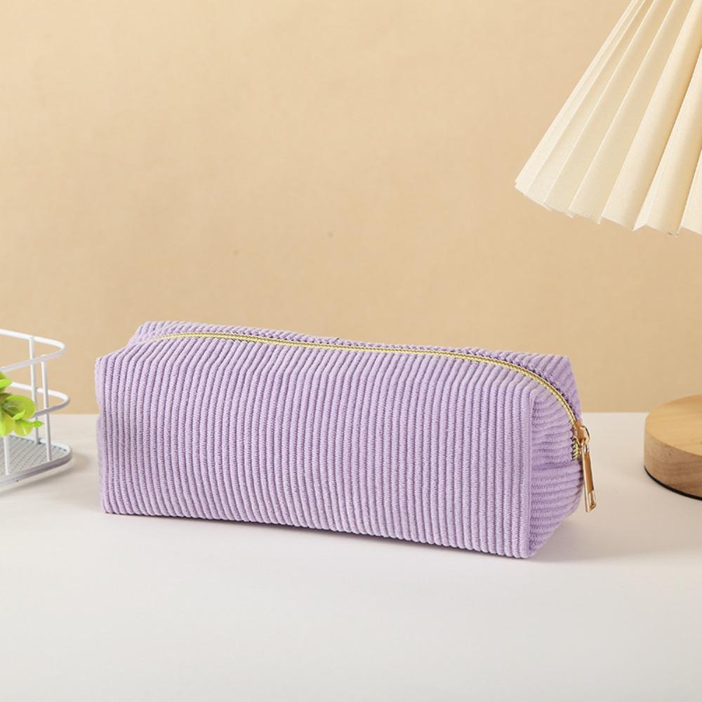 Large Capacity Pencil Case Corduroy Toiletry Organizer Fashion Velvet Makeup Pouch  Lady