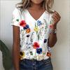 Summer Floral 3D Print Casual V-Neck Women's T-Shirt Short Sleeve Fashion Top Clothing V-Neck Summer Harajuku Women's Tops