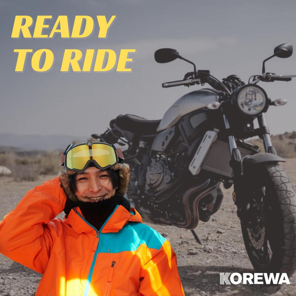 KOREWA Goggles, Lens, Motorcycle, Moped, Jet Offroad, Motorcycle Goggles, Airsoft Motocross, Racing, Skiing, Snowboarding,
