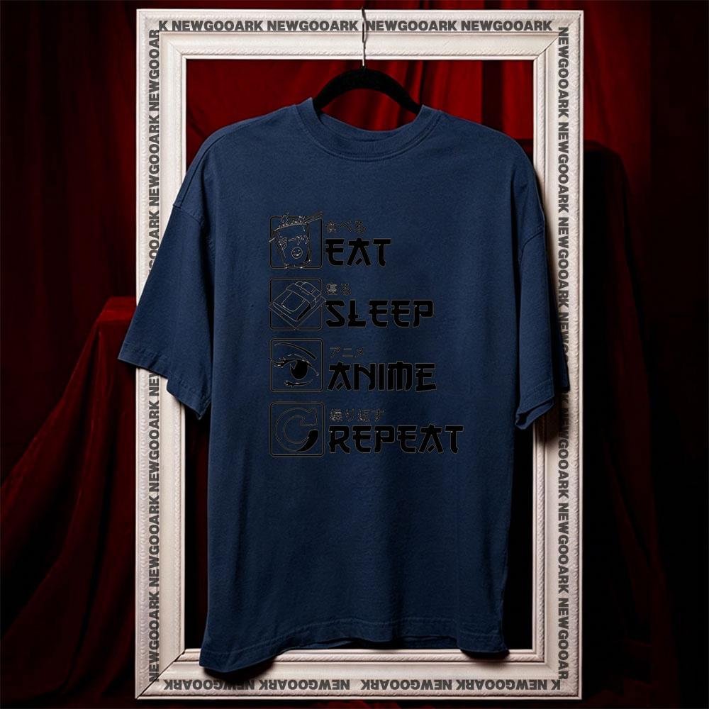 Unisexs Anime T Shirt Funny Design Eat Sleep Repeat shirt Women Unisex Casual cotton printed t shirts Adult tops tee ropa hombre