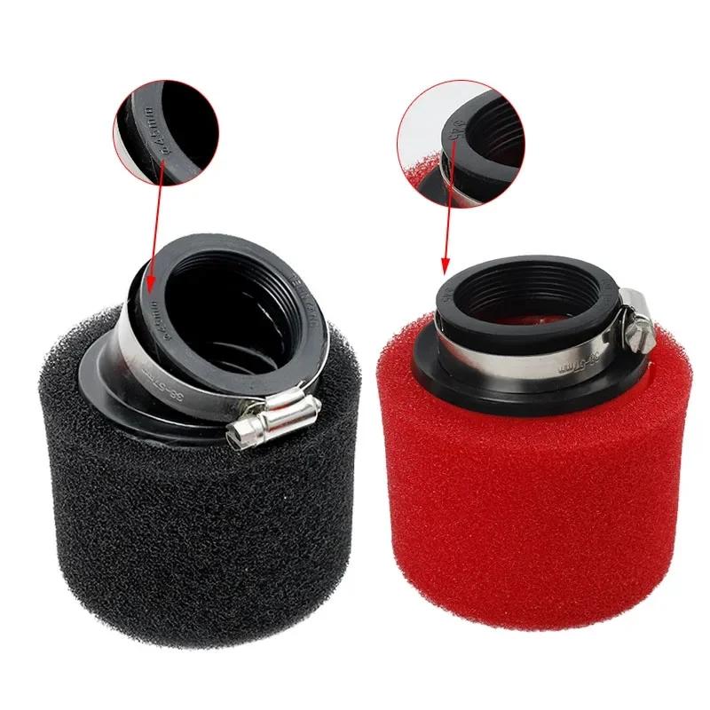 35/38/40/42/45/48/50mm Air Filter Black/Red Double Sponge Filter Cleaner Off Road Motorcycle ATV Beach Dirt Pit Bike Accessories