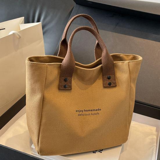 Canvas Handbag Large Capacity Zipper Closure Roomy Handbag Shopping Beach Travel Tote Bag Versatile Bento Bag