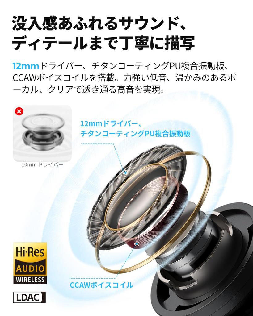 SoundPeats Беспроводные наушники C30 Золотая награда LDAC Звук до 52 часов Гибридный Bluetooth Шумоподавление для приложения Пылезащита IP54 и Быстрая зарядка для