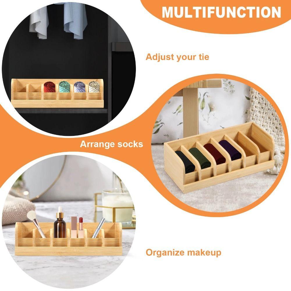 Natural Bamboo Belt Storage Box Save Space Belt Display Rack Purse Storage Holder Women