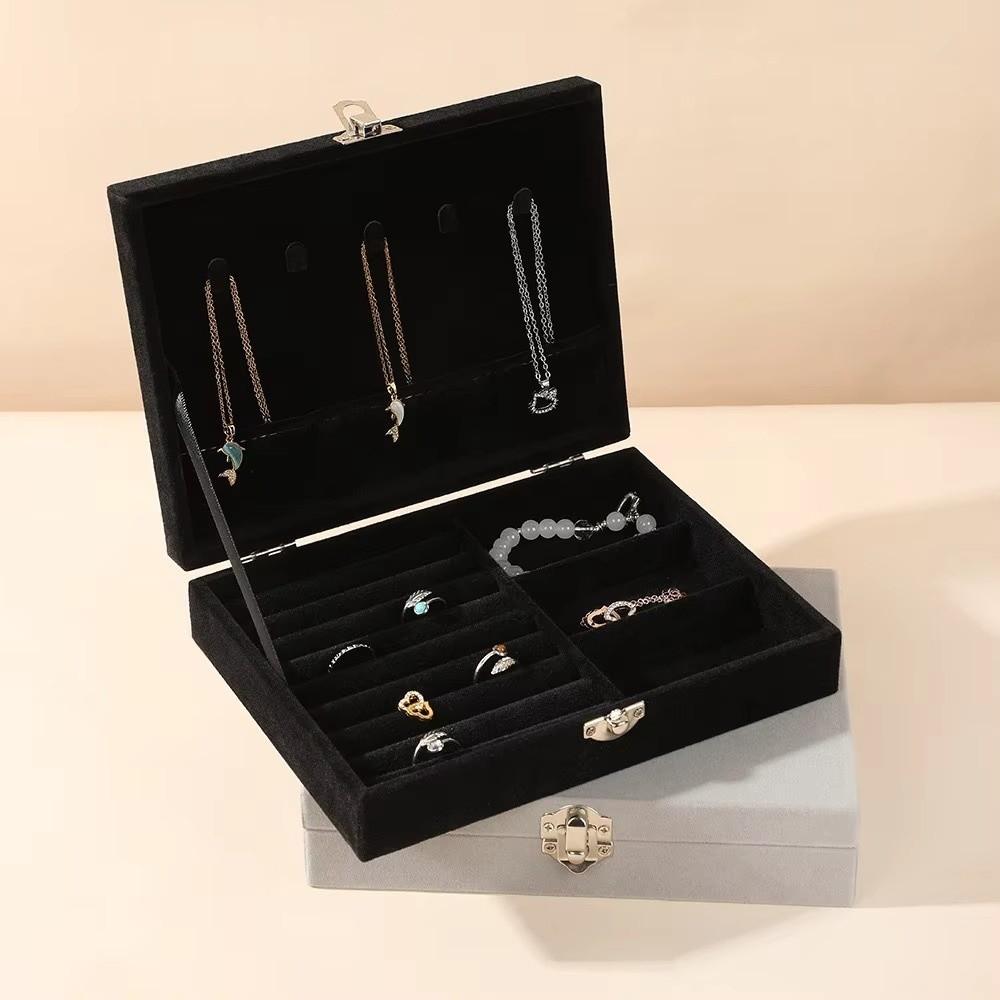 Small Size Jewelry Organizer Case Portable Jewelry Display Box Velvet Jewelry Box for Home Use