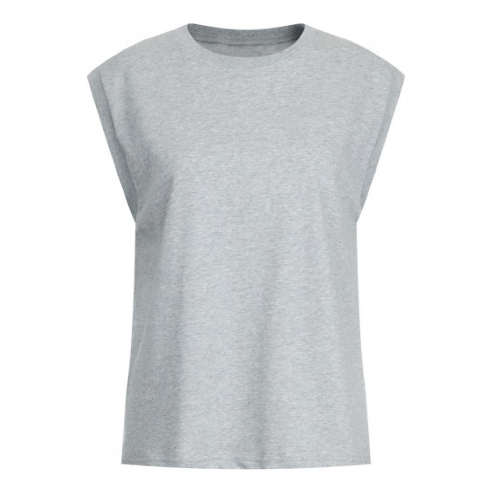 Shop Women S Round Neck Plain SleeveleSS T ShirT Gray Dai wSh 20765