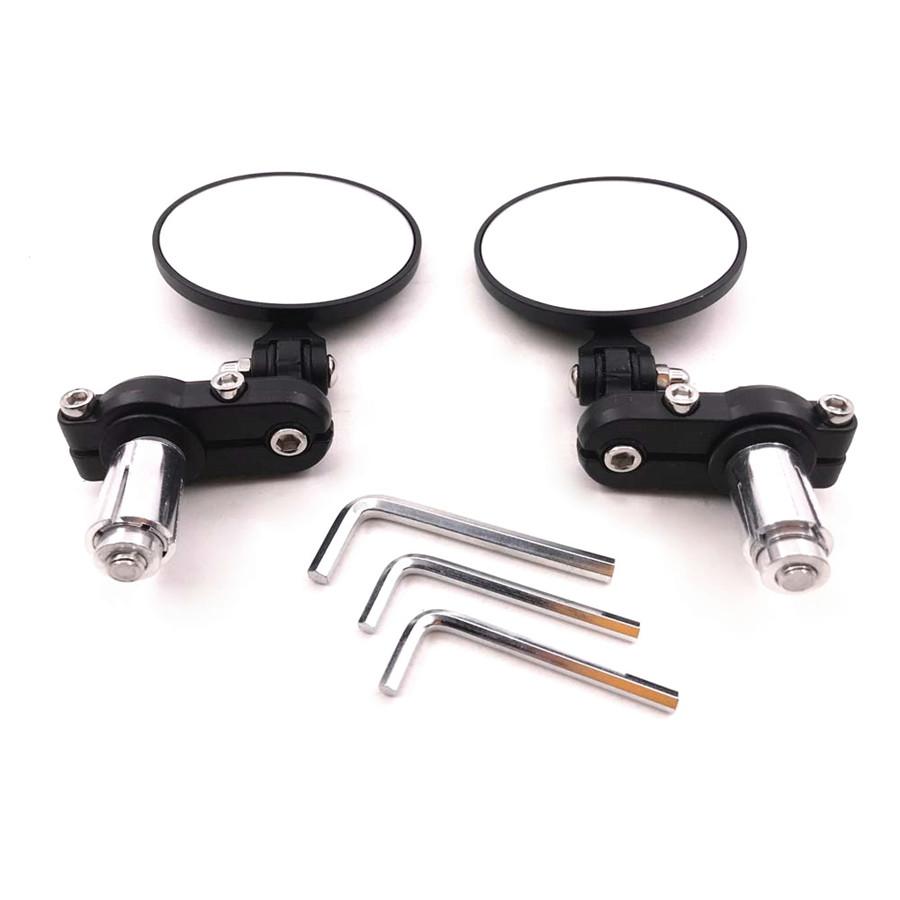 7/8" 22mm Universal Motorcycle Mirrors Round Handlebar Wing Foldable Mirrors End