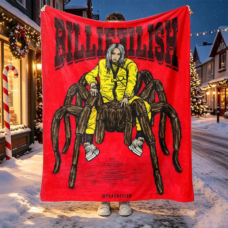 Billie Eilish Pattern Blanket for Home Decoration, Bed, Sofa, Car Travel, Camping, Suitable for All Seasons, Birthday Christmas Gift