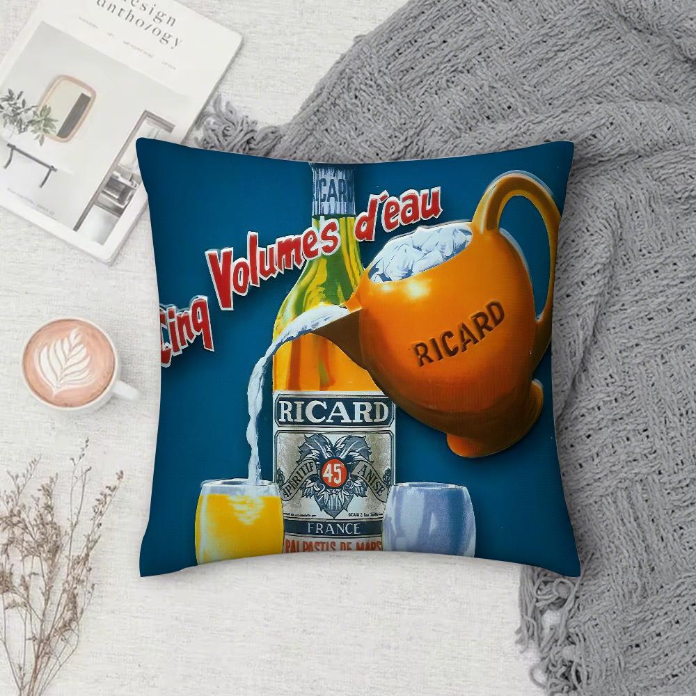 Ricard Подушка-чехол для подушки с пивом Квадратный Двусторонний принт Короткий плюш Чехол для диванной подушки Спальня Прикроватная подушка