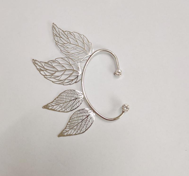 Корейский стиль эльфийский сказочный лист кафф на ухо - Винтажный дизайн крыла без прокола