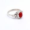 Red Coral 925 Sterling Silver Ring, Oval Gemstone Handmade Women Ring