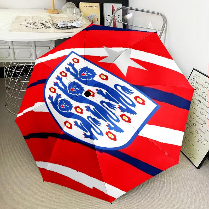 1PC England Football Crest Printed Umbrella Folding umbrella, automatic umbrella 8-Frame for Travel, camping Fan gifts Christmas Gifts