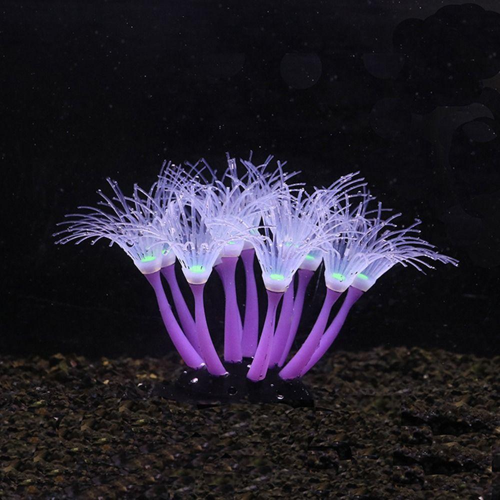 Silicone Feathered Coral Glowing Fake Coral Ornament New Glowing Artificial Coral Aquarium