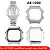 AE-1200 Корпус из цельной нержавеющей стали для Casio Металлический корпус AE1200 AE-1200WH AE-1300 Стекло безеля Водонепроницаемое кольцо Комплект Алмазный корпус