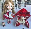 Одежда для кукол Blythe: костюм Красной Шапочки для кукол Obitsu 24, совместимая с Azone. (для кукол 16-18 см)