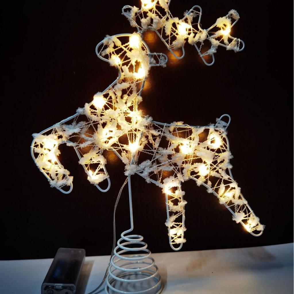 LED Glittering Rattan Wrought Iron Christmas Tree Topper Ornament
