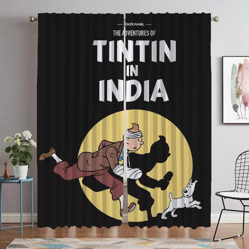 Домашние интерьерные шторы 2 шт. Приключения Тинтина Шторы для гостиной Шторы для спальни Перегородка Кухня Детская