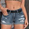 Рваные джинсовые шорты для женщин, средняя талия, подвернутые манжеты, эластичные джинсовые шорты, летние потертые короткие брюки с карманами