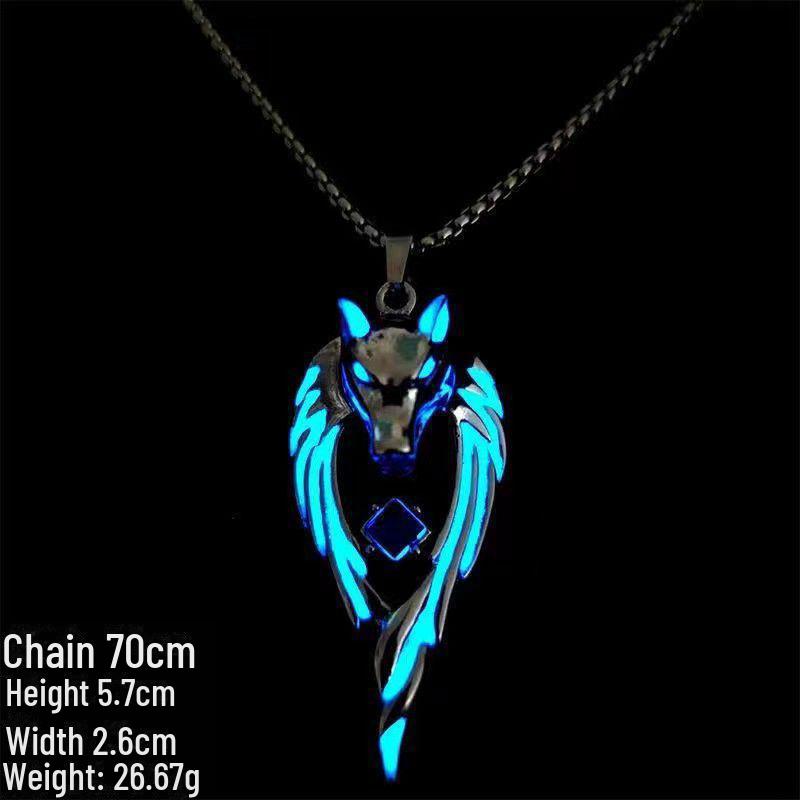 2023 Luminous Wolf Totem Necklace – Men's Street Fashion Pendant