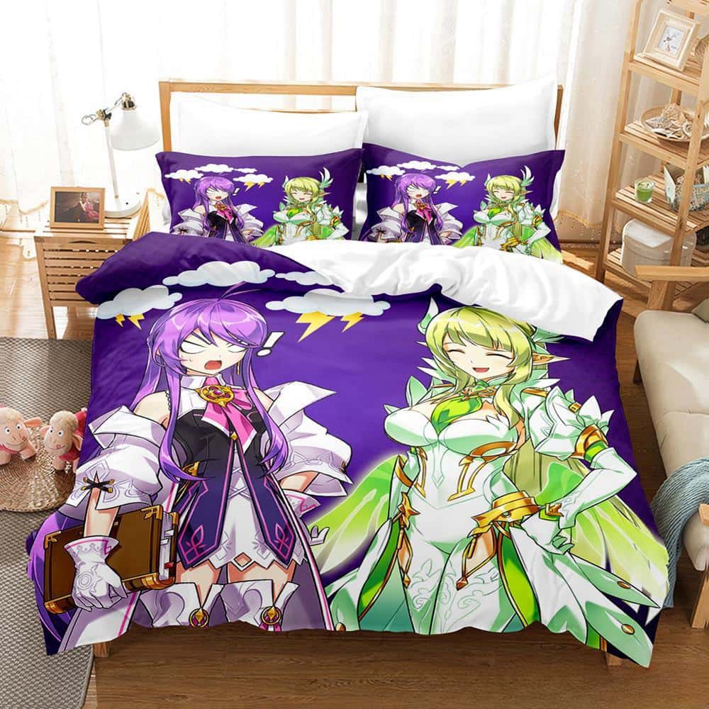 3D Печать Аниме Elsword Комплект Постельного Белья Односпальный Полуторный Полный Евро Кинг Сайз Комплект Постельного Белья Для Взрослых Детей Спальни Комплекты С Пододеяльником Для Домашнего Текстиля