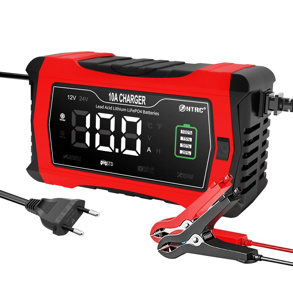 12 В 10 А зарядное устройство для автомобильных и мотоциклетных аккумуляторов AGM GEL WET свинцово-кислотных литиевых LiFePO4 аккумуляторов полностью автоматический ремонт импульсов автомобиля
