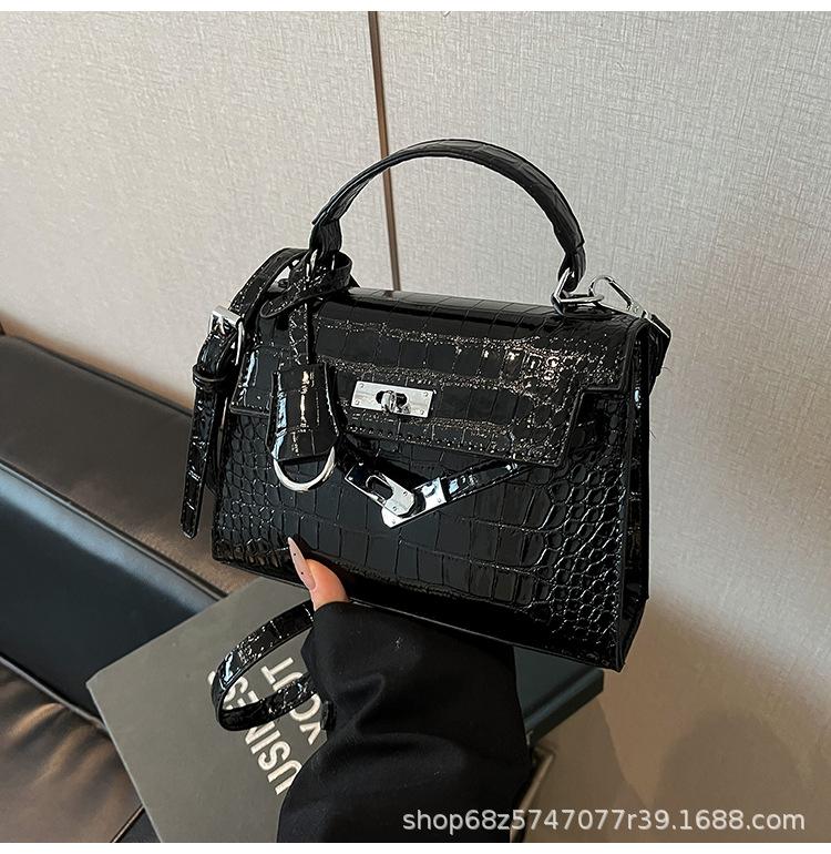 2025 New High-end Light Luxury Stone Pattern Kelly Bag Hand-to-shoulder Crossbody Bag Temperament Versatile Commuter Bag