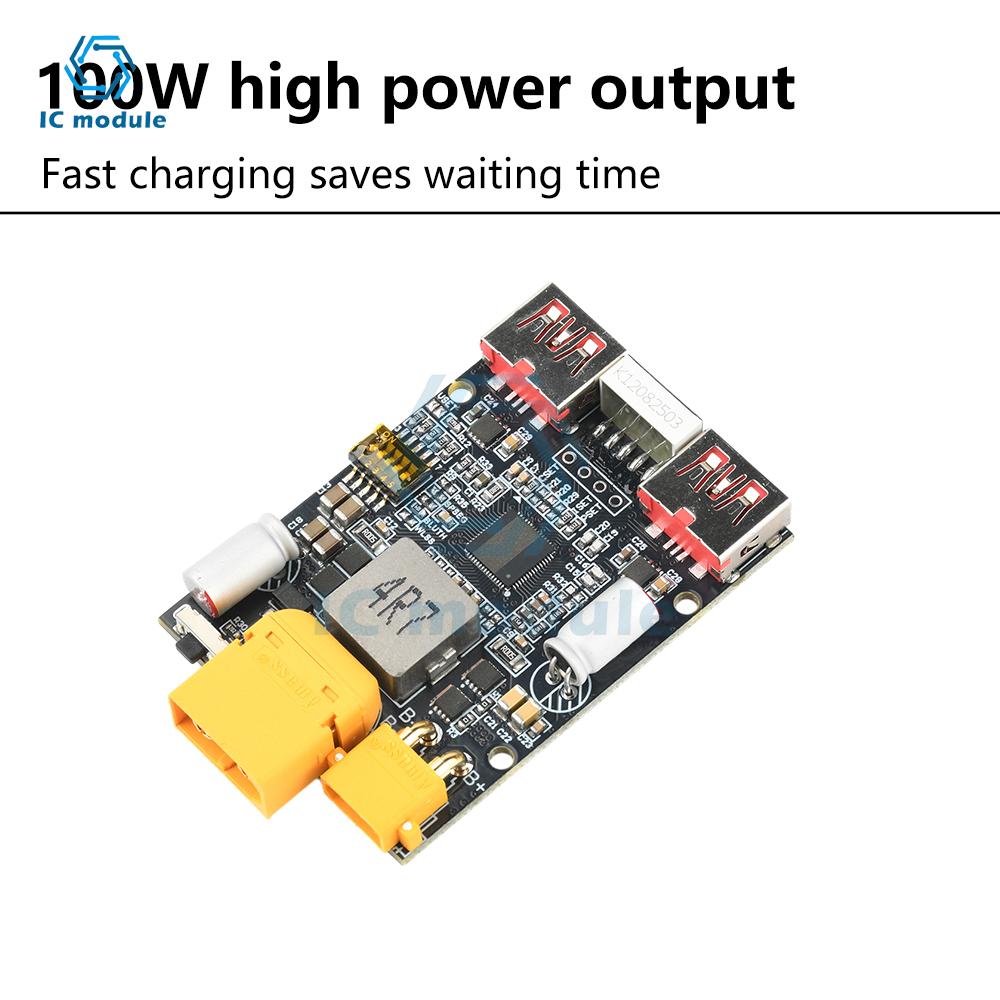 2-7S 100W Charging Module Dual USB&Type C Fast Charging Mobile Power MotherBoard Support Lithium Battery Lithium Iron Phosphate