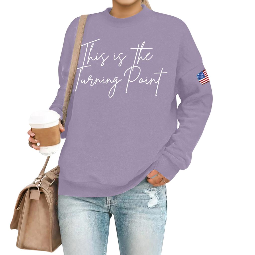 Women's Casual Fashion Round Neck Long Sleeve  Printed Sweatshirt