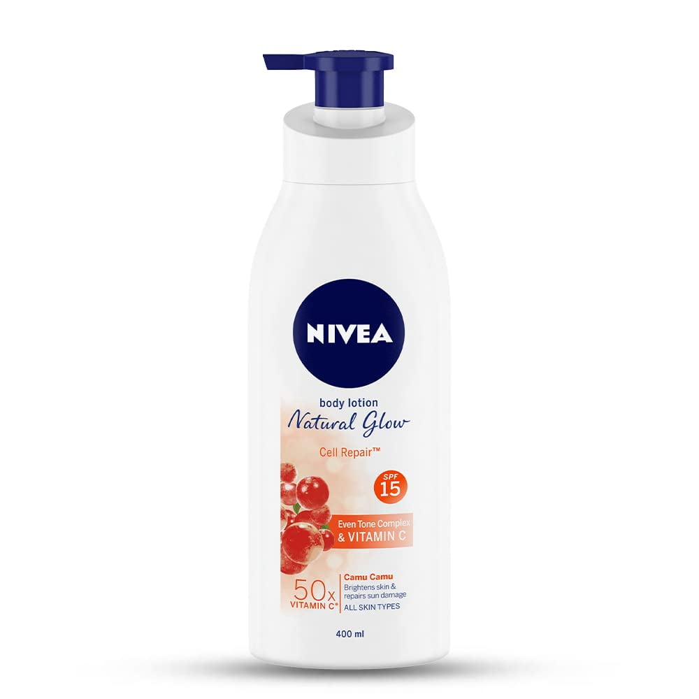 Nivea Body Lotion Natural Glow, Cell Repair, SPF 15 and 50X Vitamin C - 400ML