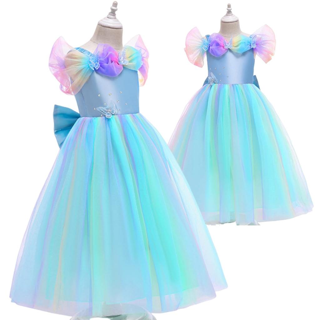 Xuehoua Luo Princess Short Sleeve Tulle Cosplay Costume for Princess Cosplay Celebrations Dress, Kids' Dress, Girls, Costume, Transformation, Outfit,