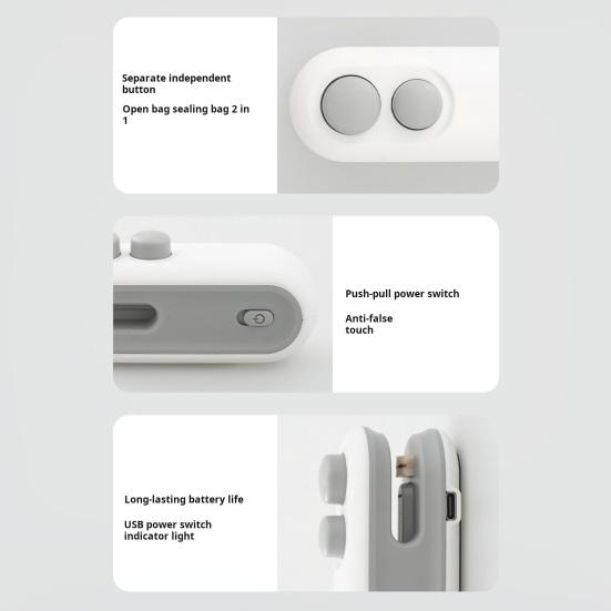 1Pc/2Pcs Mini Bag Sealer 2 In 1 Rechargeable Small Heat Sealer with Cutter Portable Magnetic Food Sealer for Snacks Candies Plastic Bag Food Storage