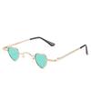 Sweet Cool Heart Metal Thin Frame Sunglasses For Women, Mini Heart Shape & Face Slimming For Streetwear Styling 1084