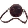 Leather Crossbody Bags for Women Trendy Circle Cross Body Shoulder Bag Designer Round Purses (Dark Brown)